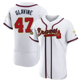 Men's Authentic Gold Tom Glavine Atlanta Braves White 2022 Program Jersey