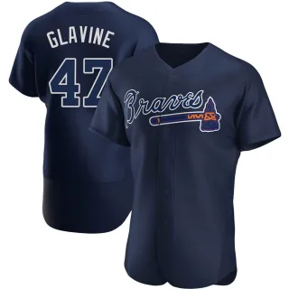 Men's Authentic Navy Tom Glavine Atlanta Braves Alternate Team Name Jersey