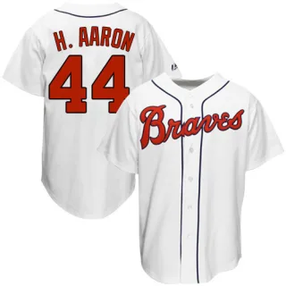 Hank Aaron Men's Atlanta Braves White 2022 Program Jersey - Gold Replica