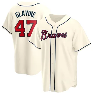 Men's Replica Cream Tom Glavine Atlanta Braves Alternate Jersey