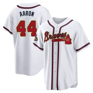 Men Atlanta Braves Hank Aaron White 2022 Gold Program Jersey – The Beauty  You Need To See