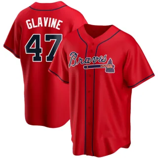 Men's Replica Red Tom Glavine Atlanta Braves Alternate Jersey