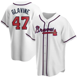 Men's Replica White Tom Glavine Atlanta Braves Home Jersey