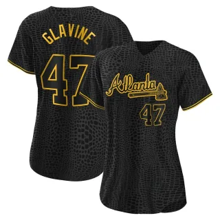 Women's Authentic Black Tom Glavine Atlanta Braves Snake Skin City Jersey