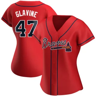 Women's Authentic Red Tom Glavine Atlanta Braves Alternate Jersey