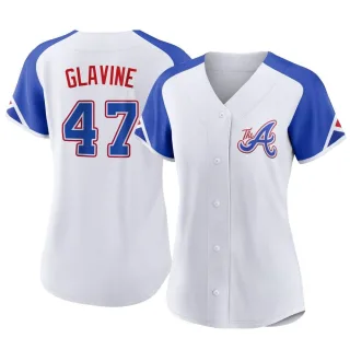 Women's Authentic White Tom Glavine Atlanta Braves 2023 City Connect Jersey