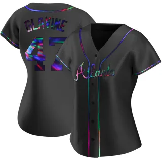 Women's Replica Black Holographic Tom Glavine Atlanta Braves Alternate Jersey